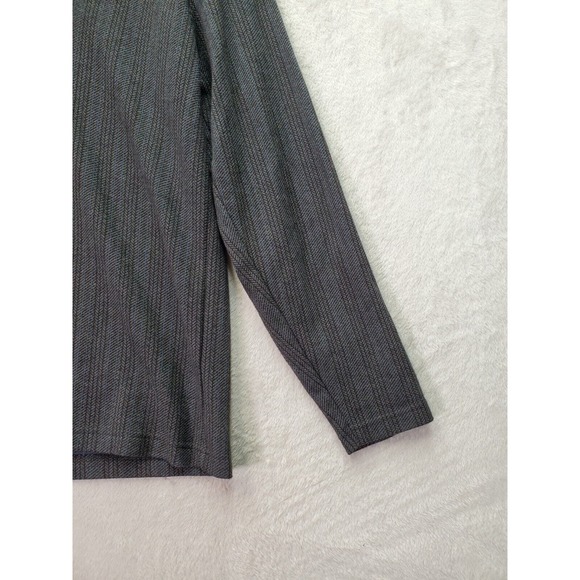 Crazy Horse Sweater Mens Medium Gray Striped Knit Long Casual Sleeve Collared - Picture 5 of 8